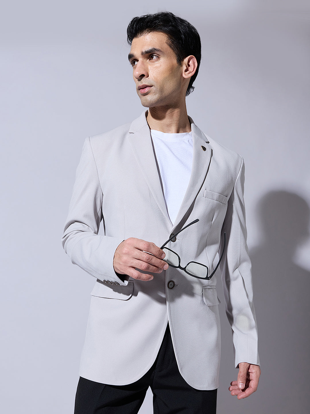 Men's Grey Single Breasted Tailored Fit Blazer