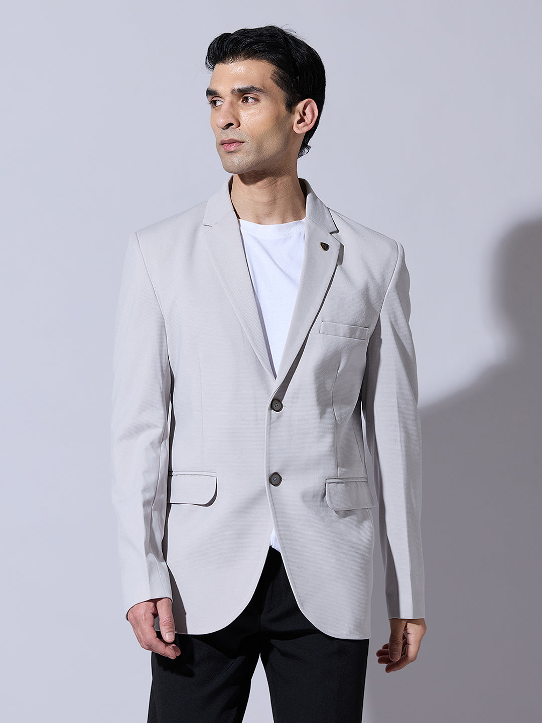 Men's Grey Single Breasted Tailored Fit Blazer