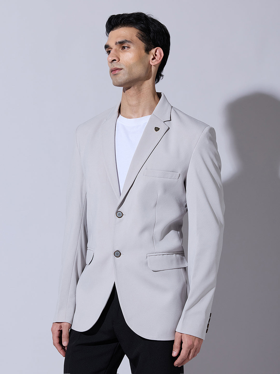Men's Grey Single Breasted Tailored Fit Blazer