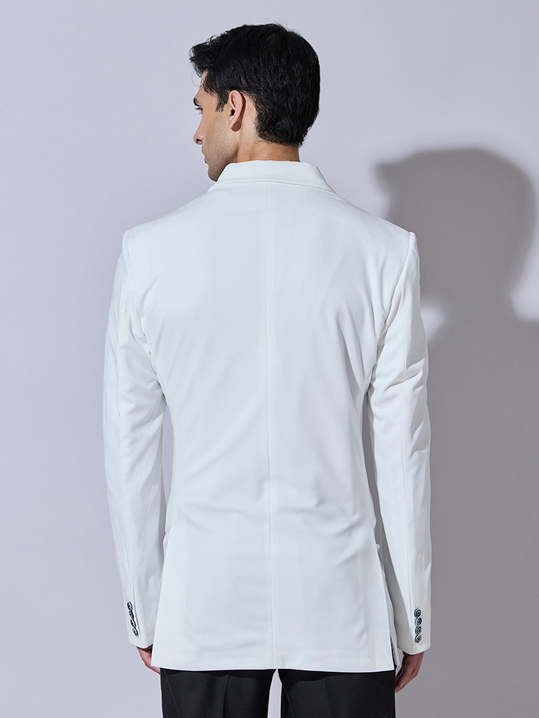 Men's White Single Breasted Blazer with Notch Lapel