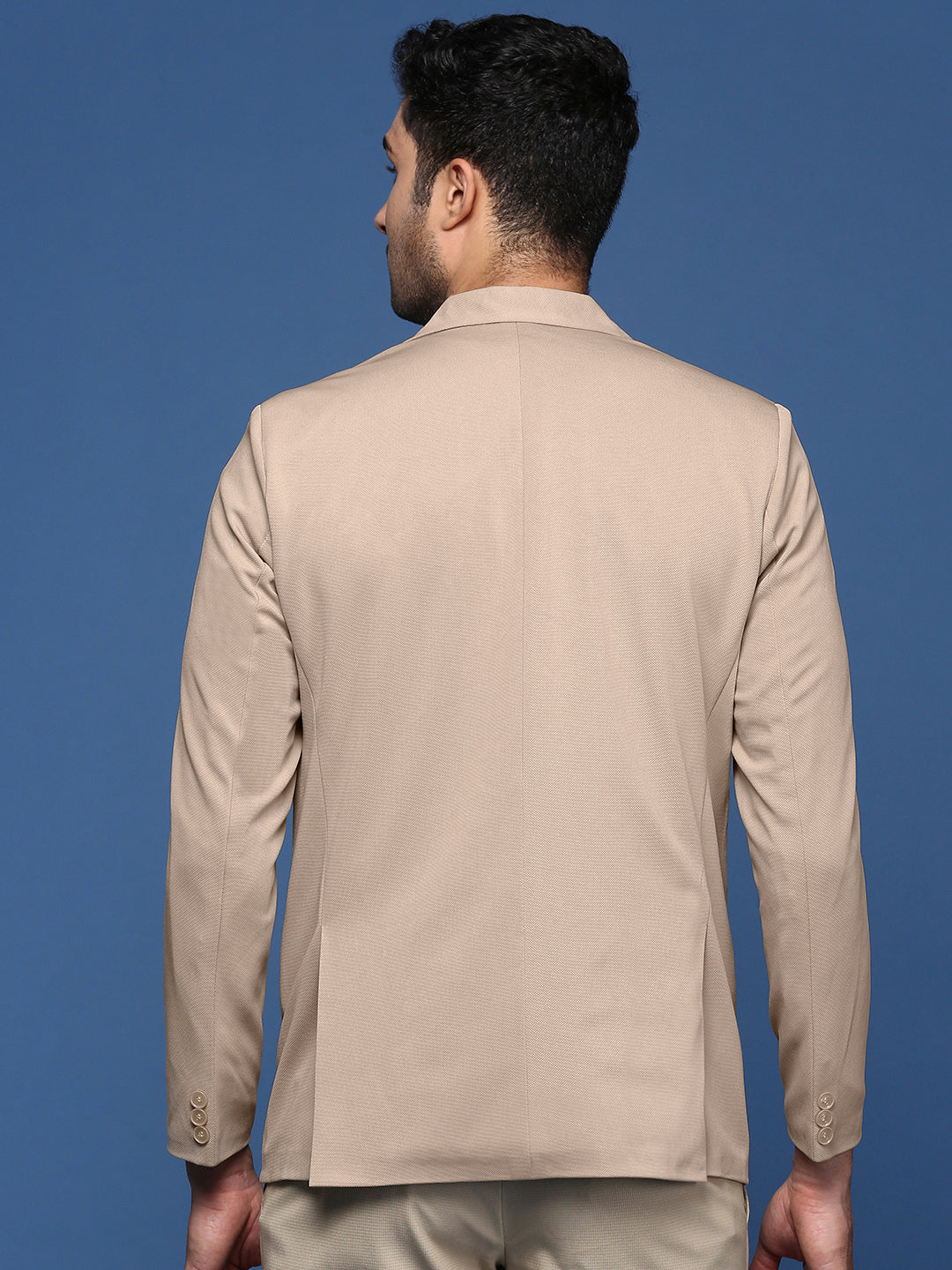 Men's Beige Slim Fit Single Breasted Blazer
