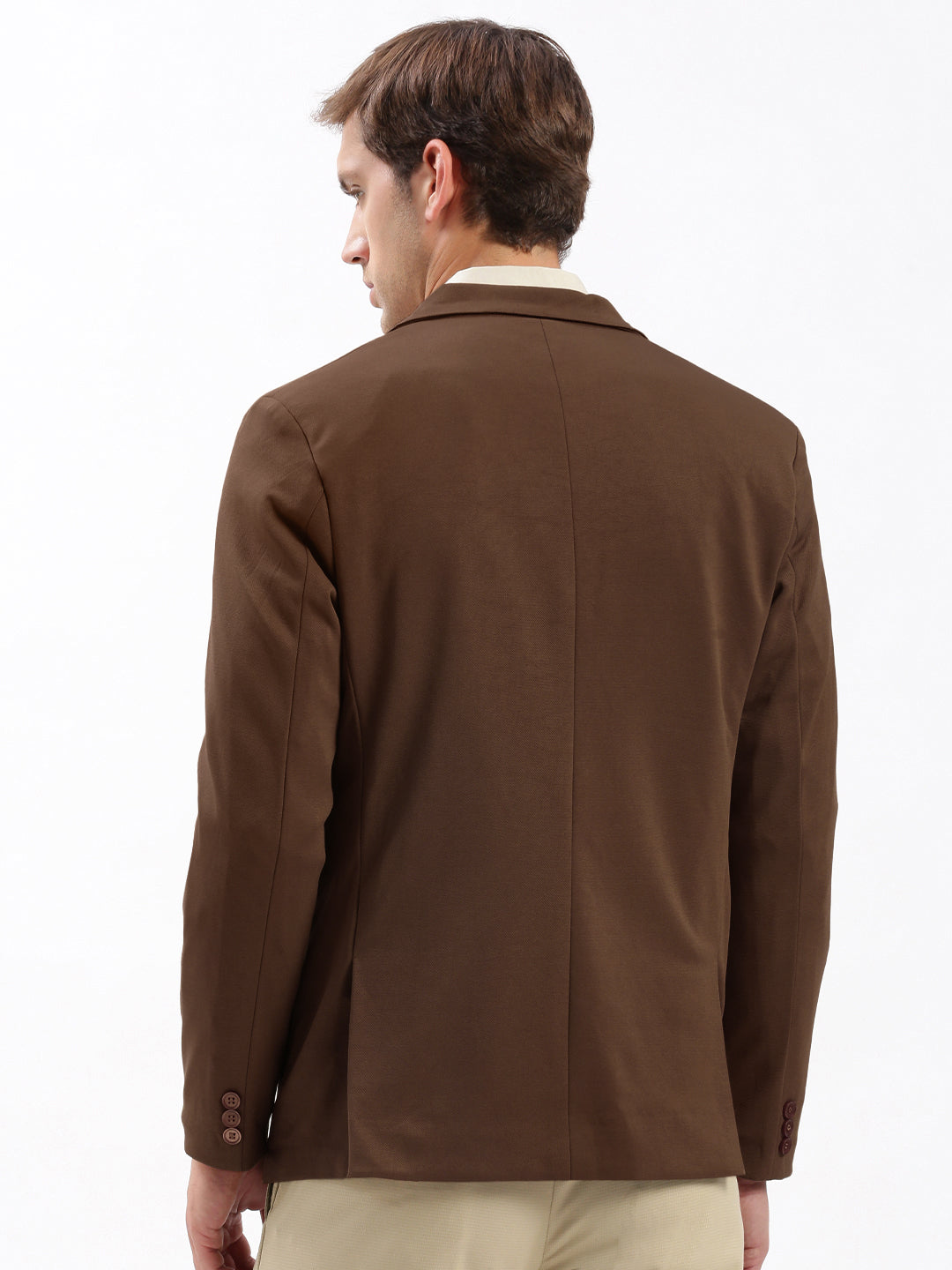 Men's Coffee Brown Slim Fit Single Breasted Blazer