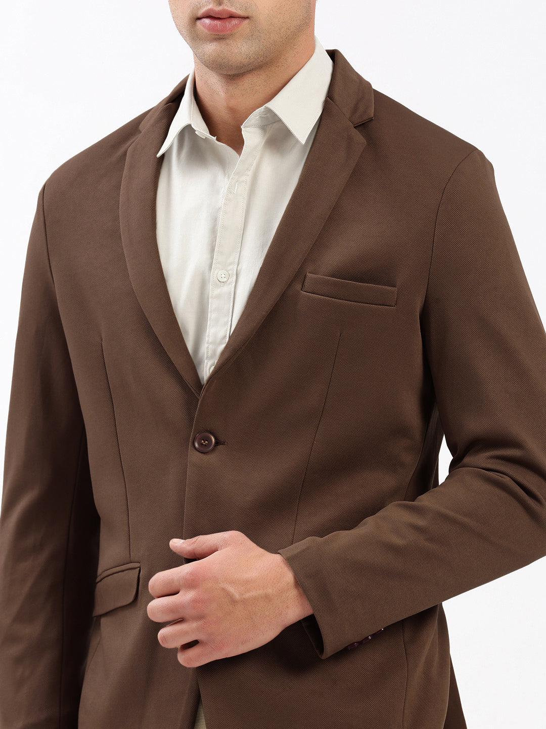 Men's Coffee Brown Slim Fit Single Breasted Blazer
