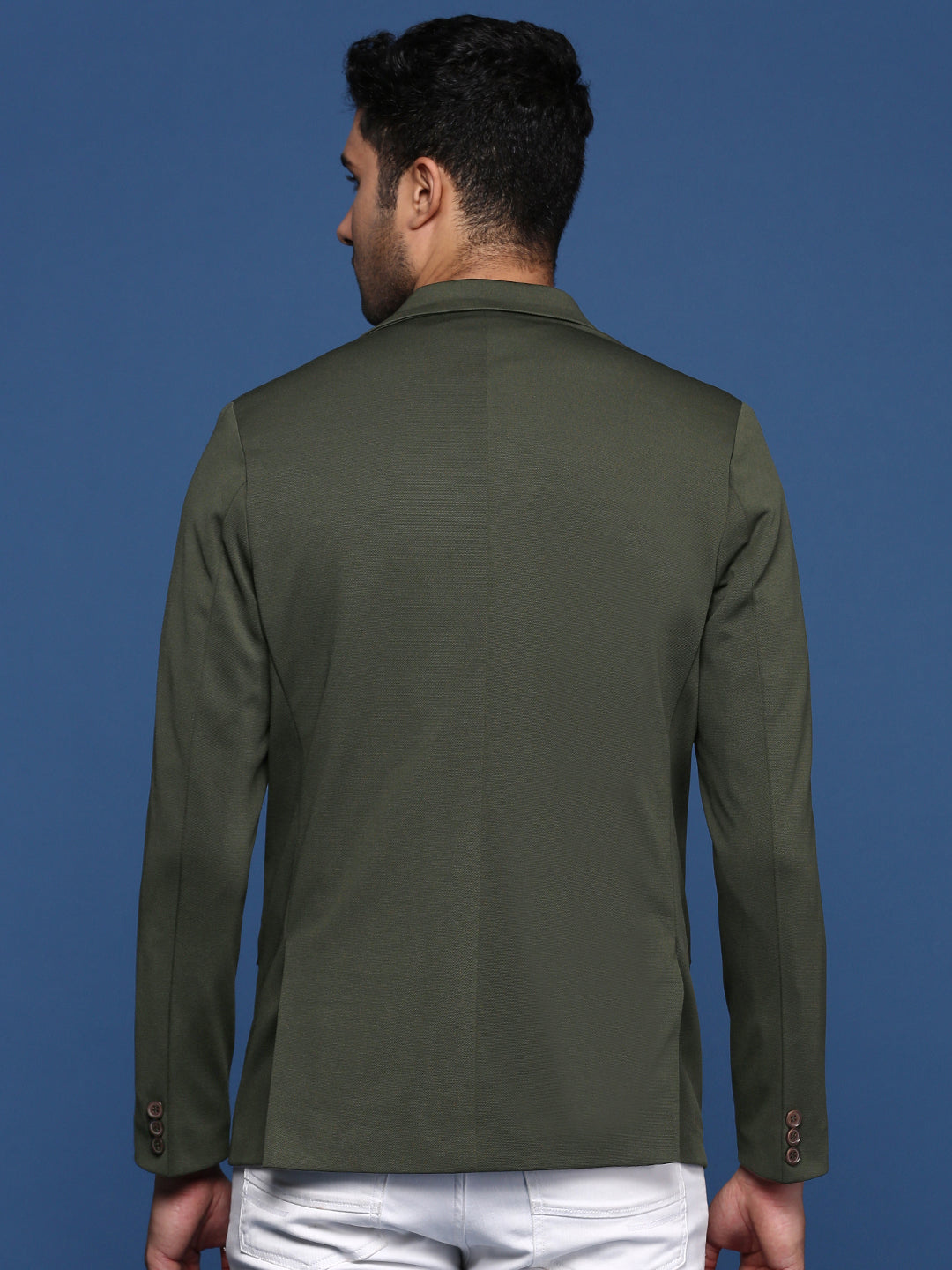 Men's Dark Green Slim Fit Single Breasted Blazer