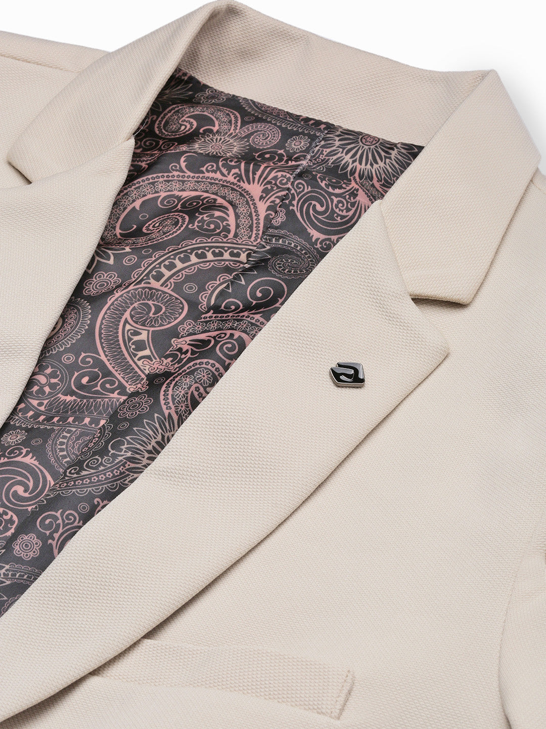 Men's Off White Slim Fit Single Breasted Blazer