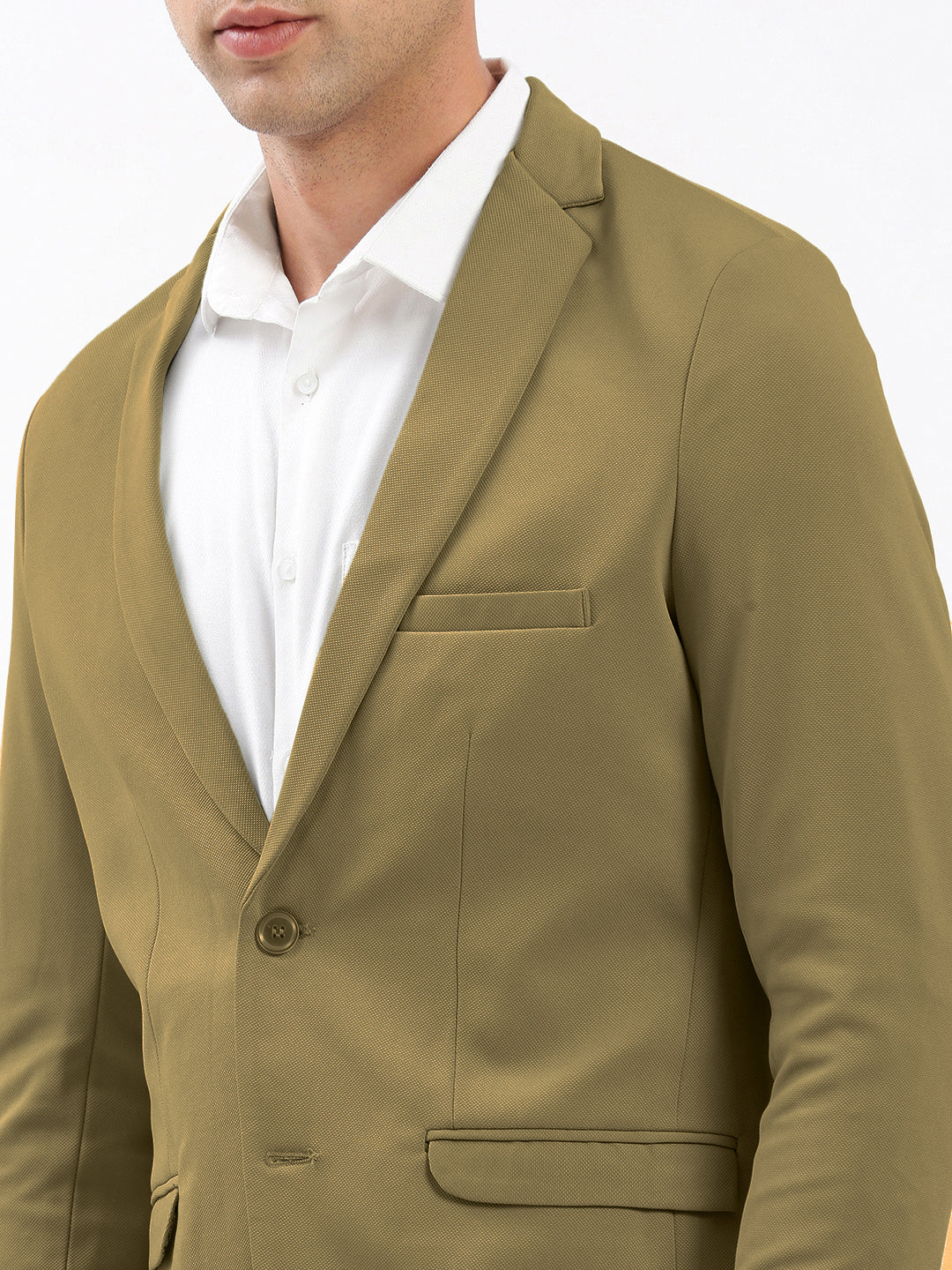 Men's Olive Single-Breasted Slim Fit Blazer with Notch Lapel