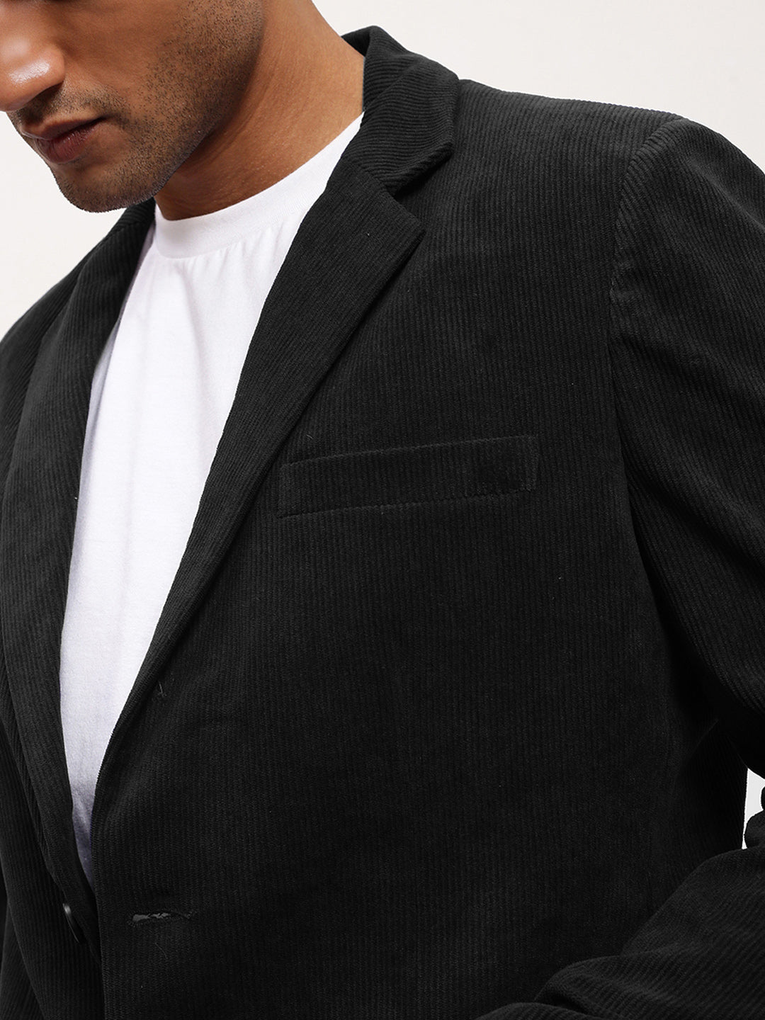 Men Black Solid Single Breasted Blazer