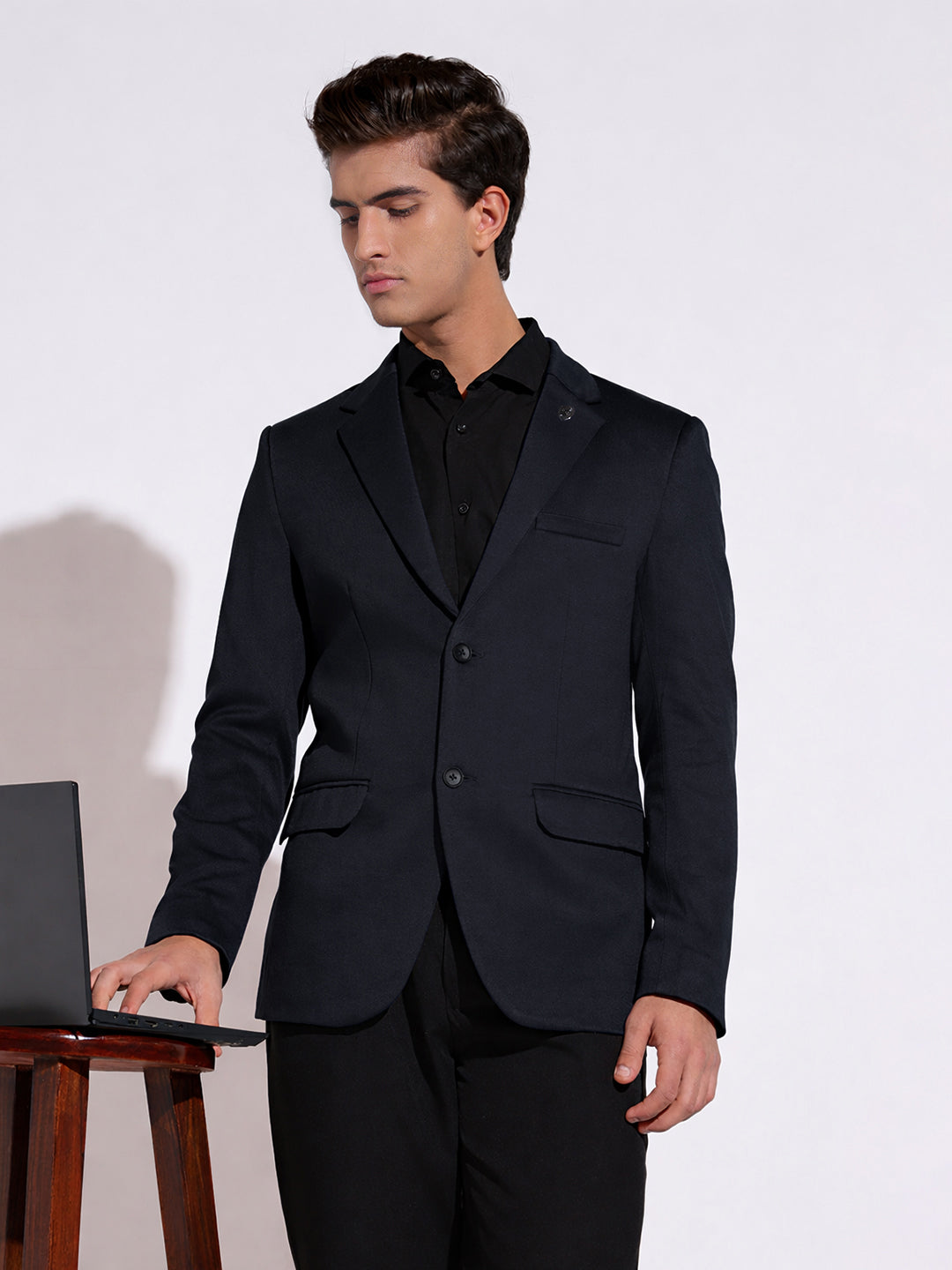 Men's Navy Blue Single Breasted Tailored Fit Blazer
