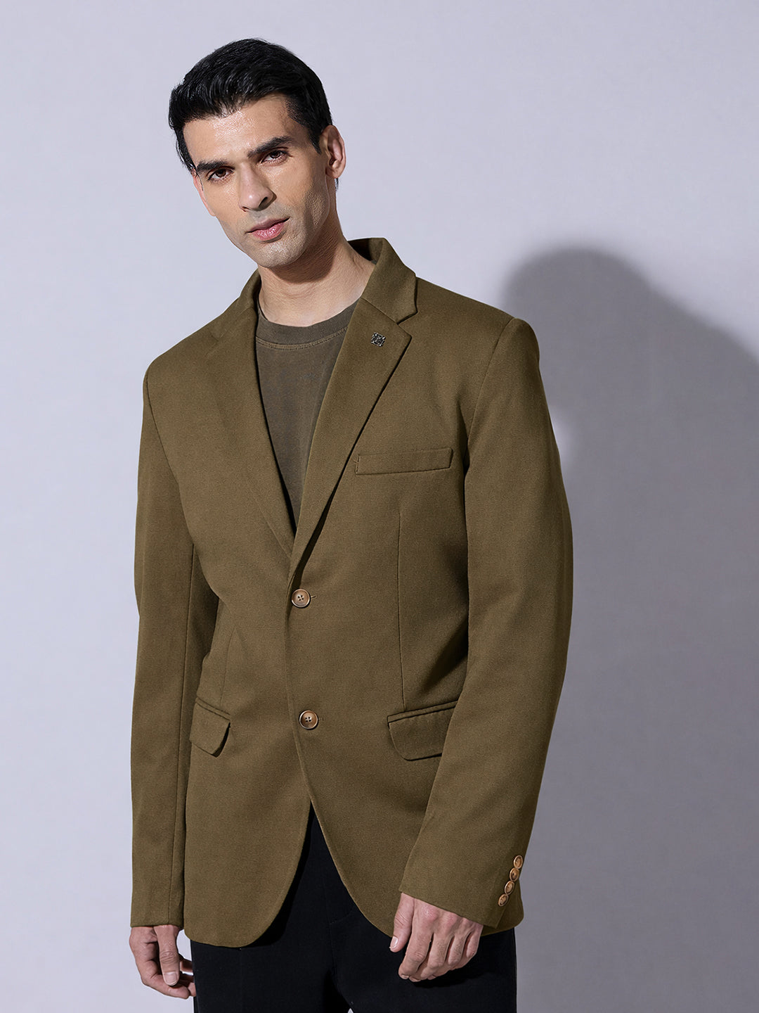 Men's Olive Single Breasted Tailored Fit Blazer