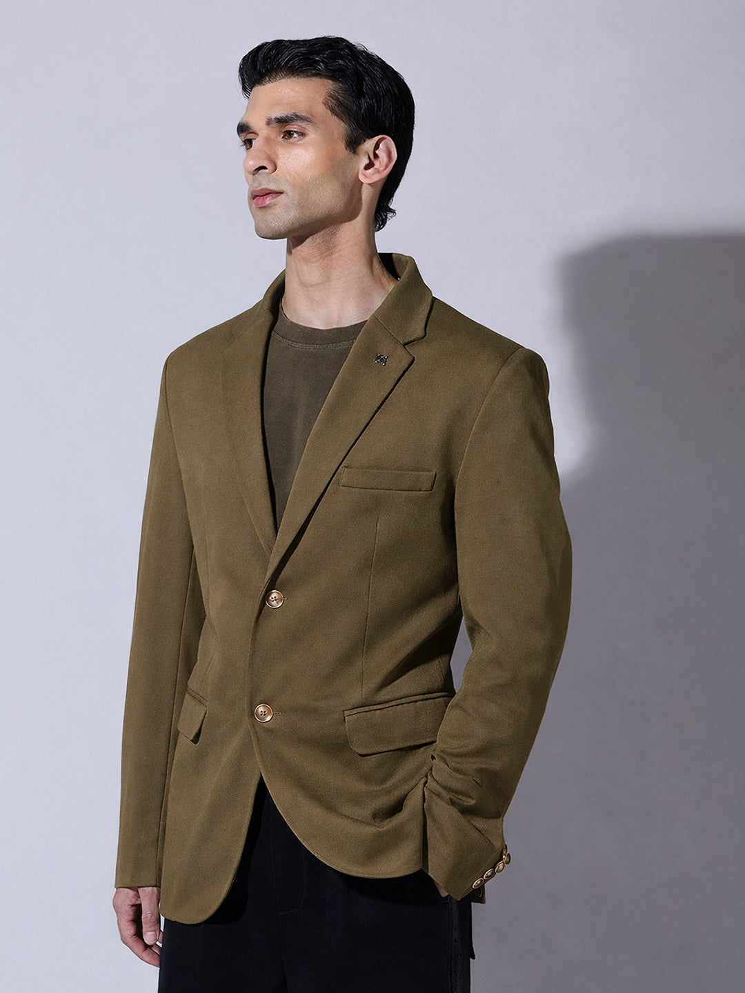 Men's Olive Single Breasted Tailored Fit Blazer