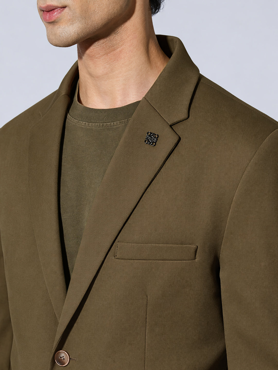 Men's Olive Single Breasted Tailored Fit Blazer