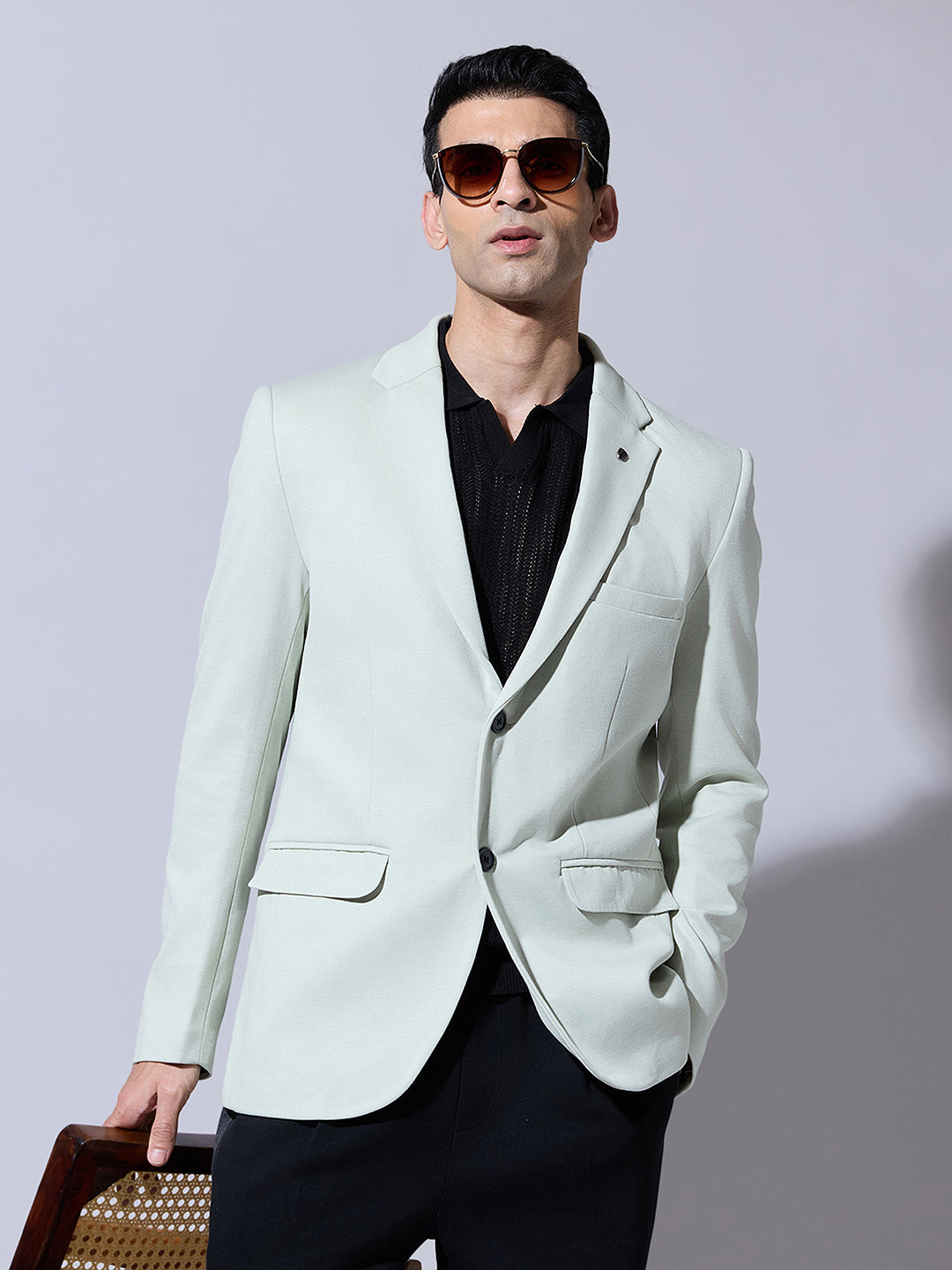 Men's Green Single Breasted Tailored Fit Blazer