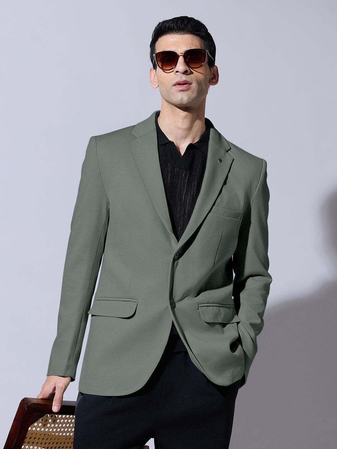 Men's Green Single Breasted Tailored Fit Blazer