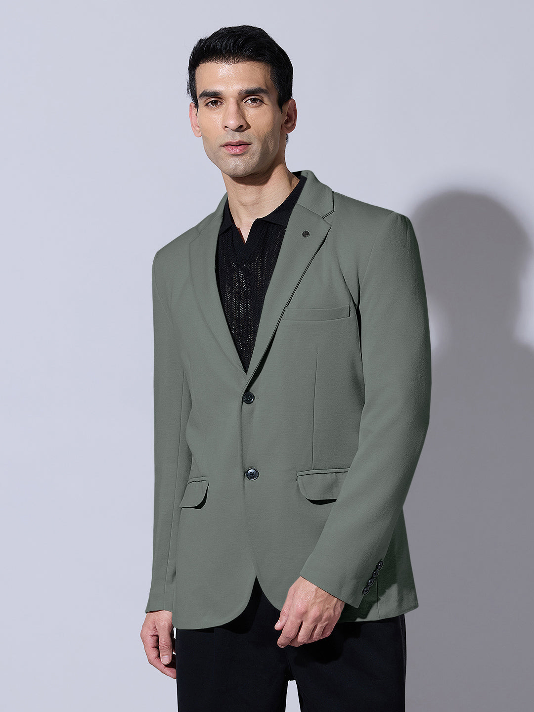 Men's Green Single Breasted Tailored Fit Blazer