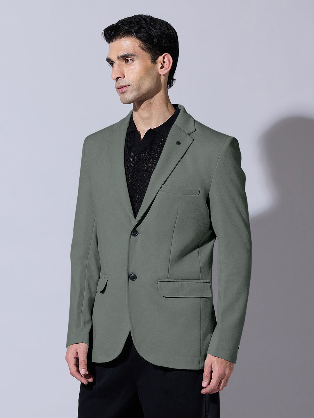 Men's Green Single Breasted Tailored Fit Blazer
