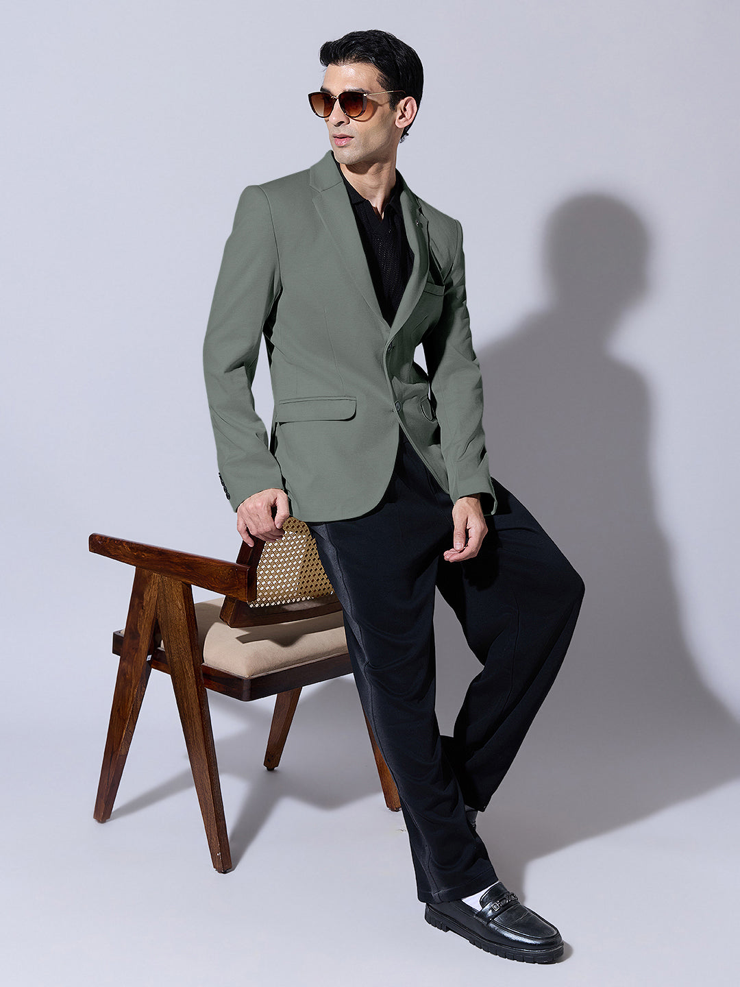 Men's Green Single Breasted Tailored Fit Blazer