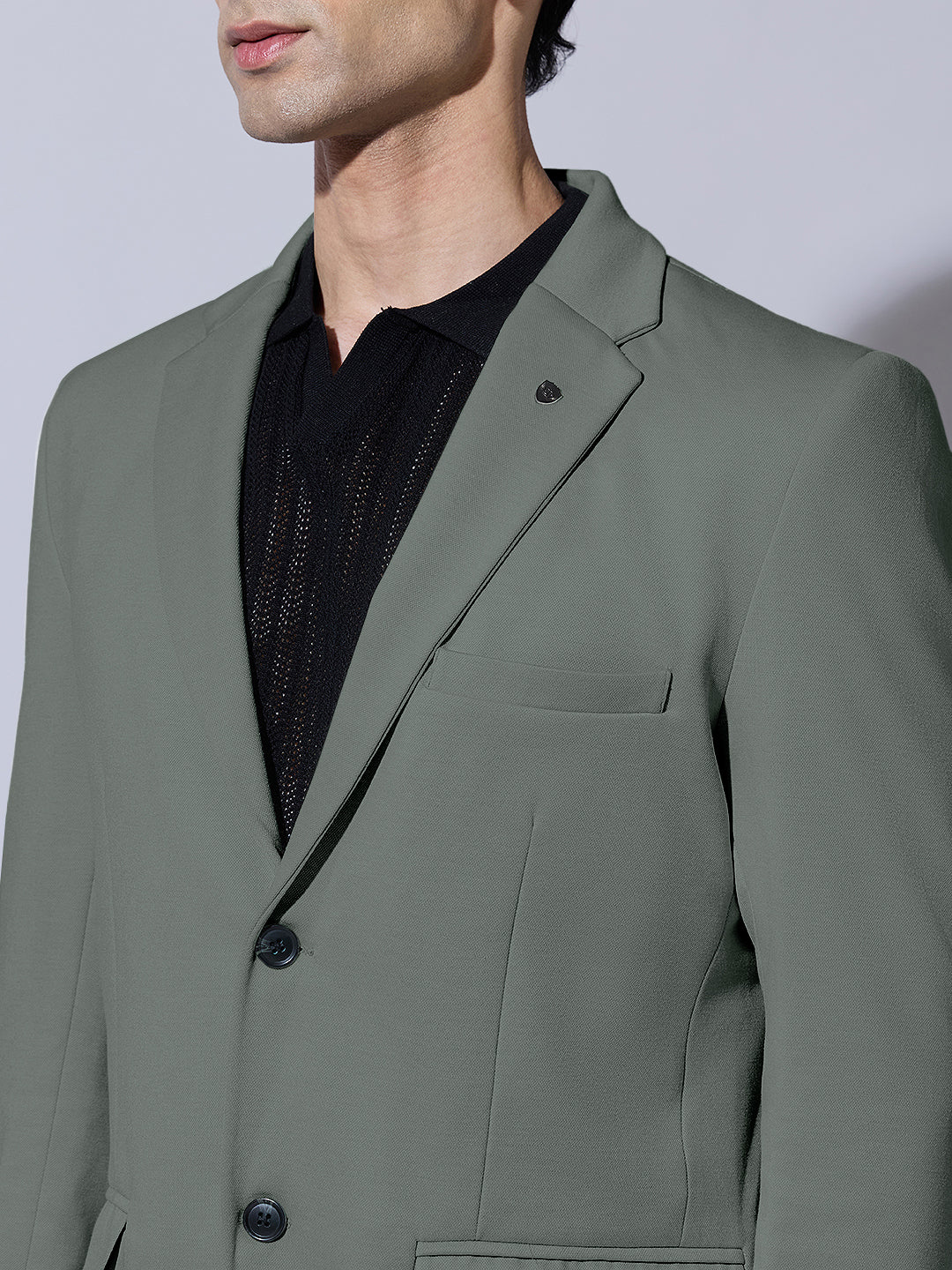 Men's Green Single Breasted Tailored Fit Blazer