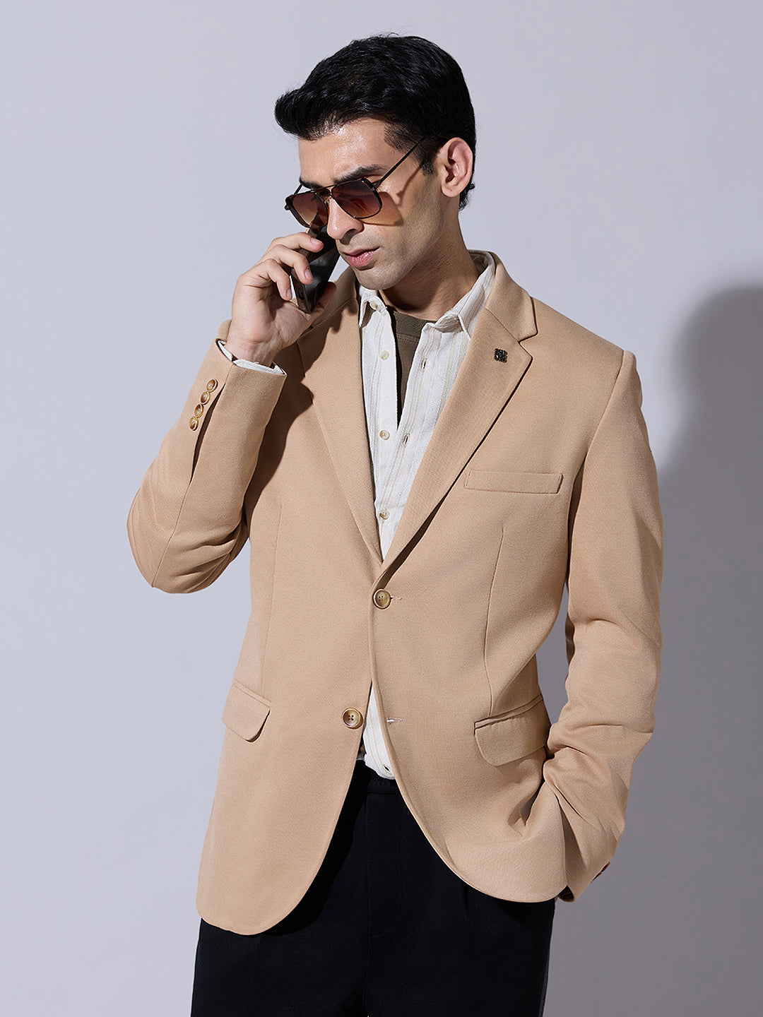 Men's Brown Single Breasted Tailored Fit Blazer