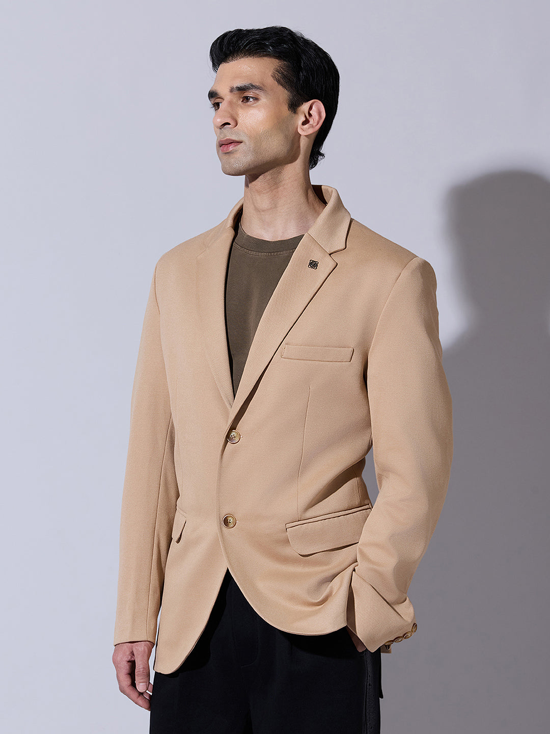 Men's Brown Single Breasted Tailored Fit Blazer