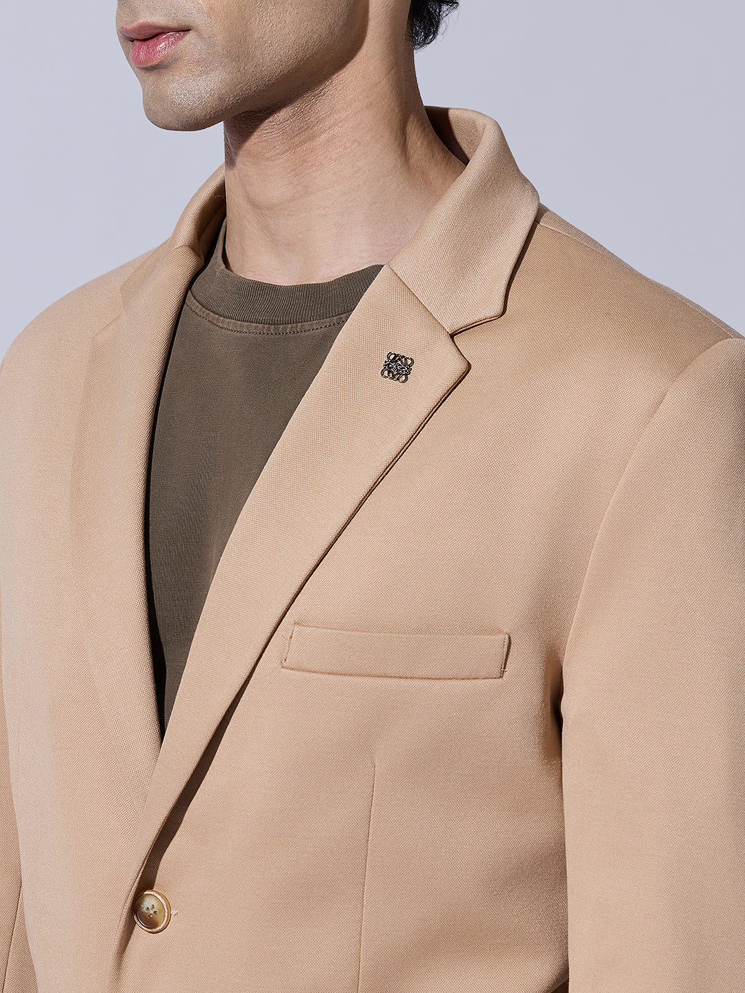 Men's Brown Single Breasted Tailored Fit Blazer