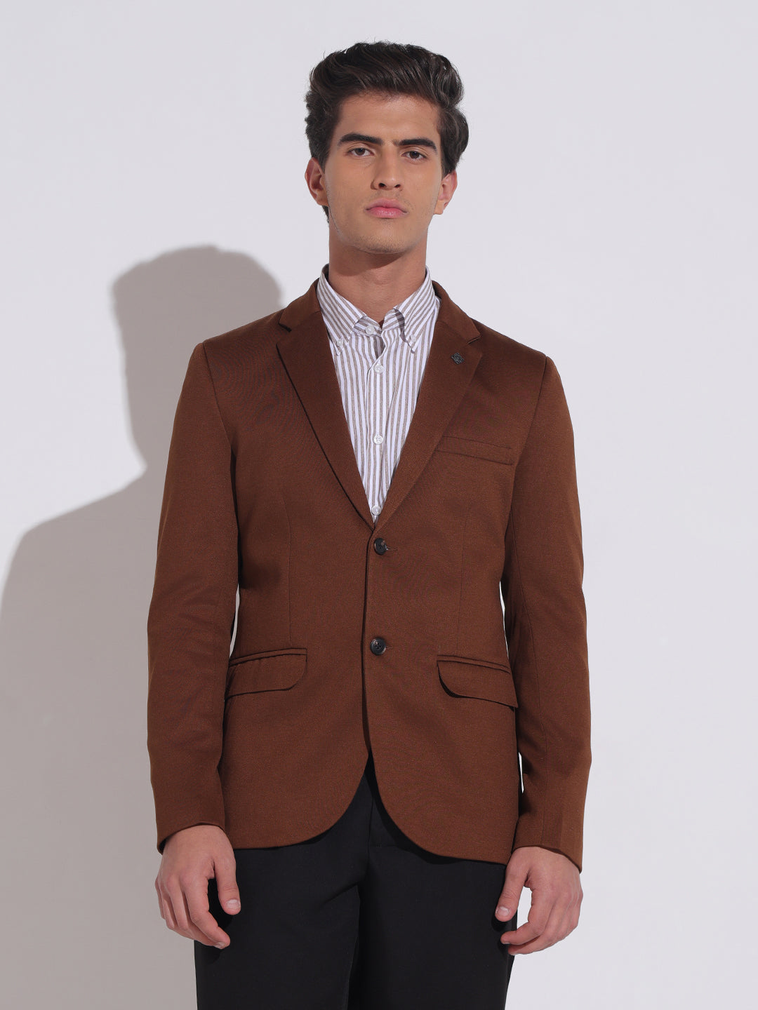 Men's Coffee Brown Single Breasted Slim Fit Blazer