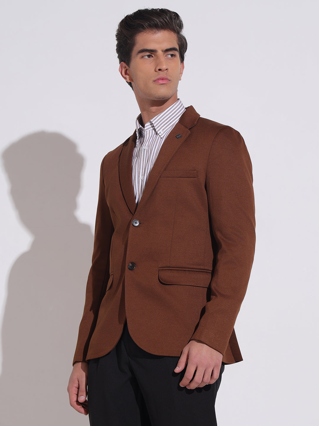 Men's Coffee Brown Single Breasted Slim Fit Blazer