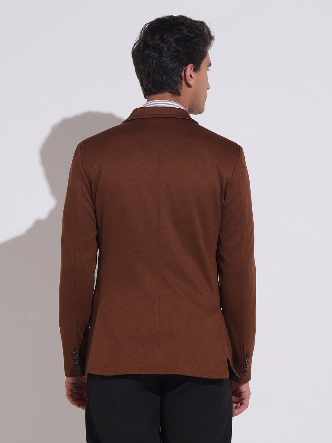 Men's Coffee Brown Single Breasted Slim Fit Blazer