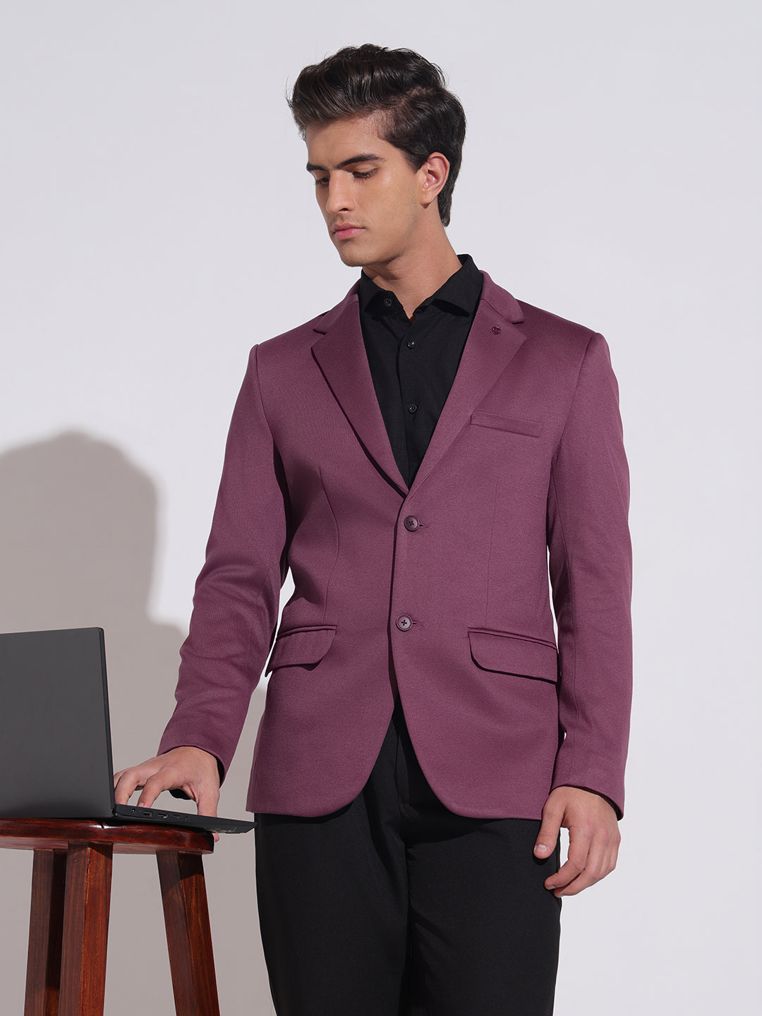 Men's Purple Single Breasted Slim Fit Blazer