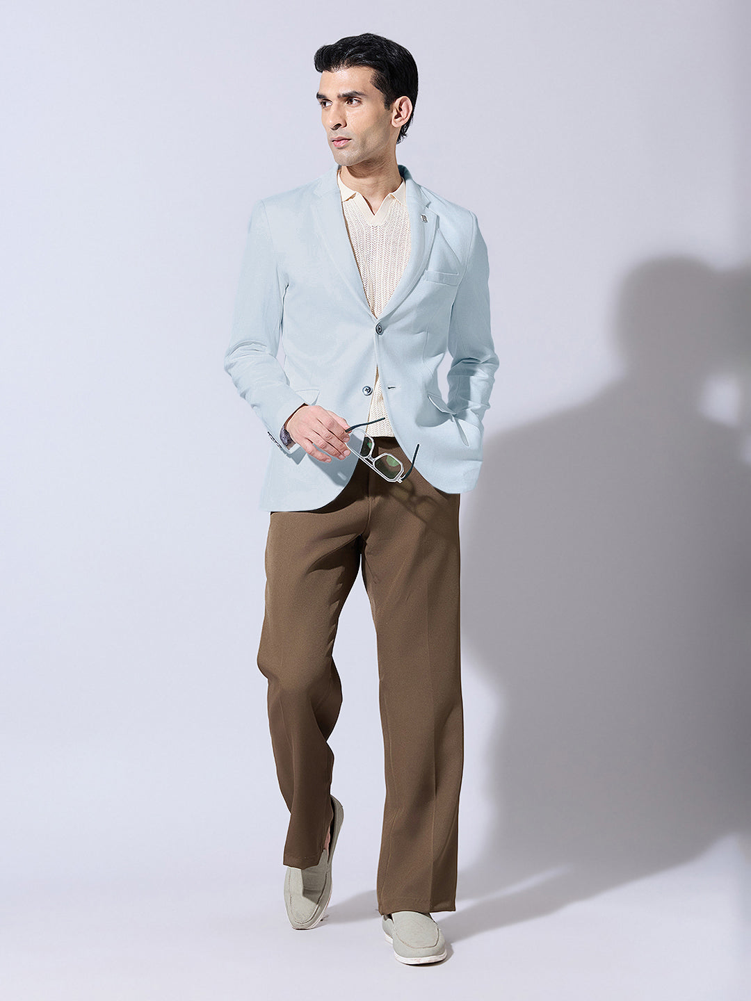 Men's Sky Blue Single Breasted Tailored Fit Blazer