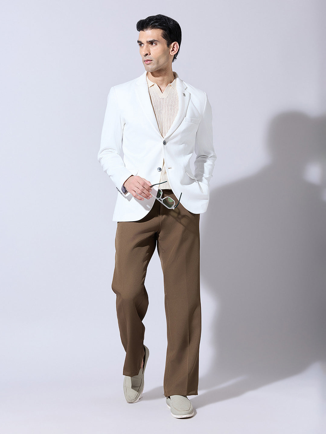 Men's White Single Breasted Tailored Fit Blazer