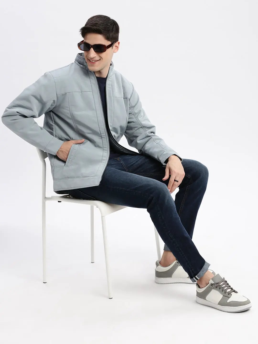 Men's Grey Windcheater Rapid-Dry Bomber Jacket