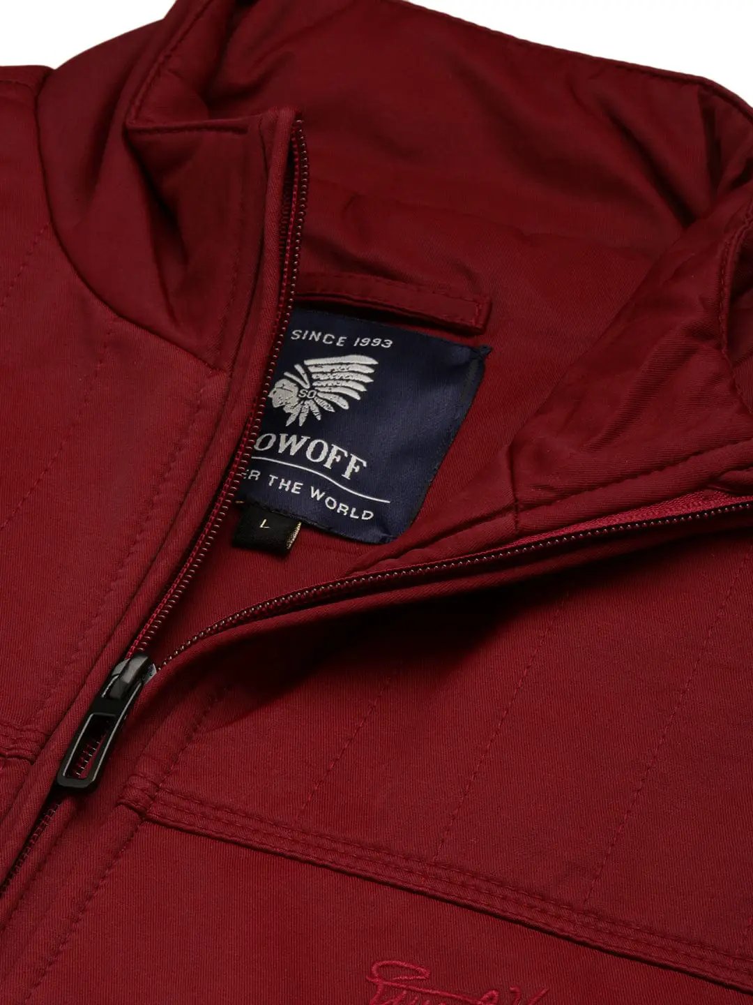 Men's Mock Collar Solid Maroon Padded Jacket