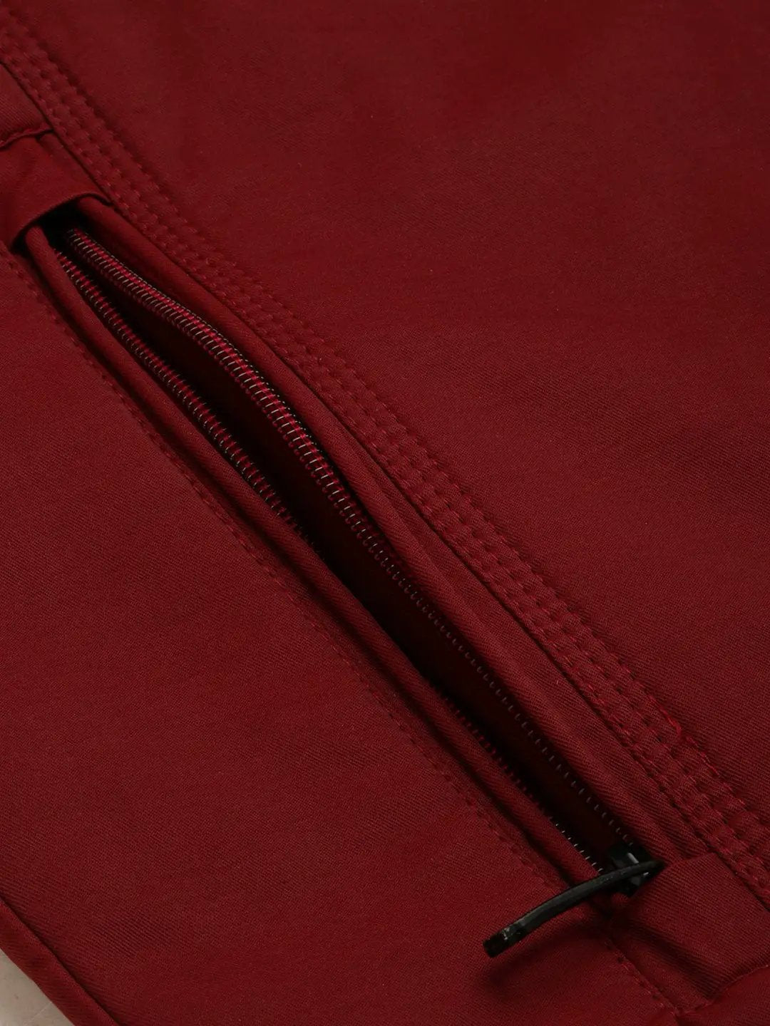 Men's Mock Collar Solid Maroon Padded Jacket