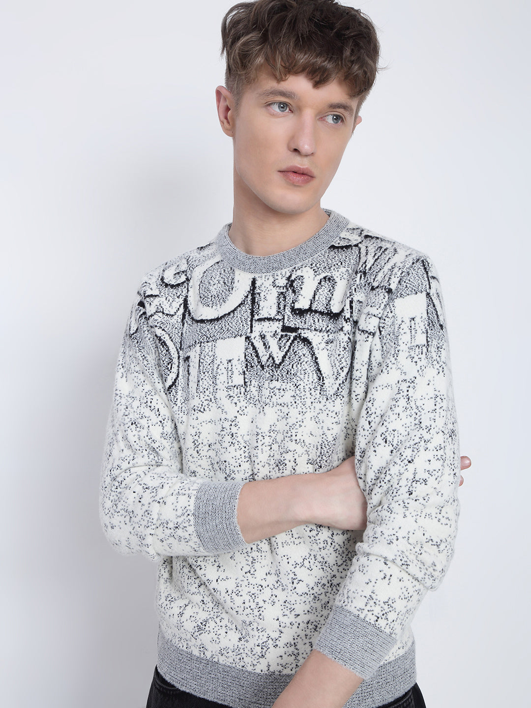 Men's Grey Typography Sweater