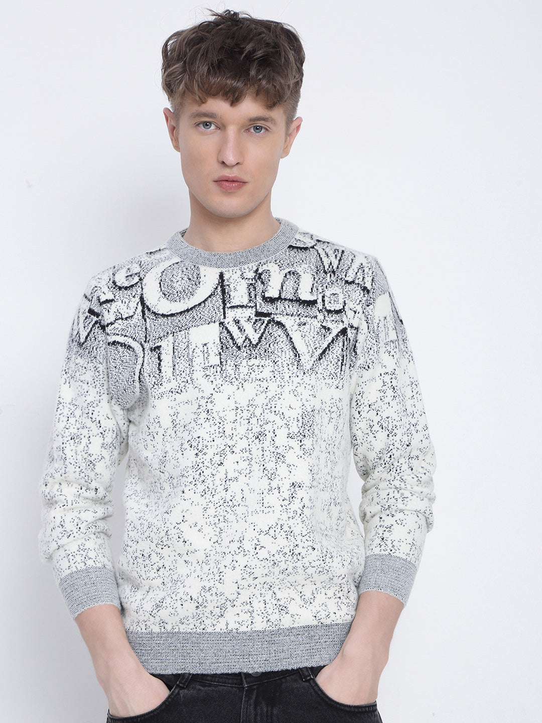 Men's Grey Typography Sweater