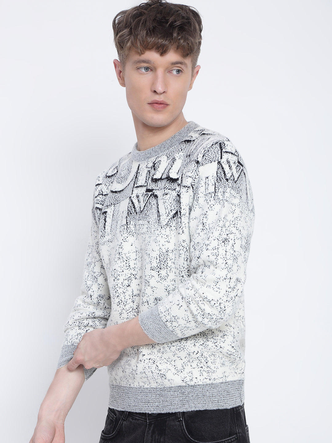 Men's Grey Typography Sweater