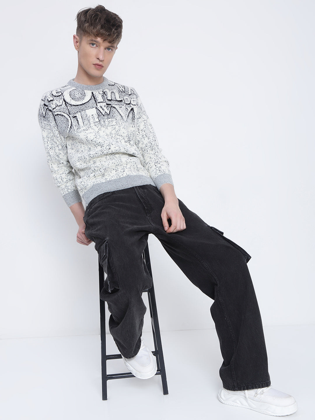 Men's Grey Typography Sweater