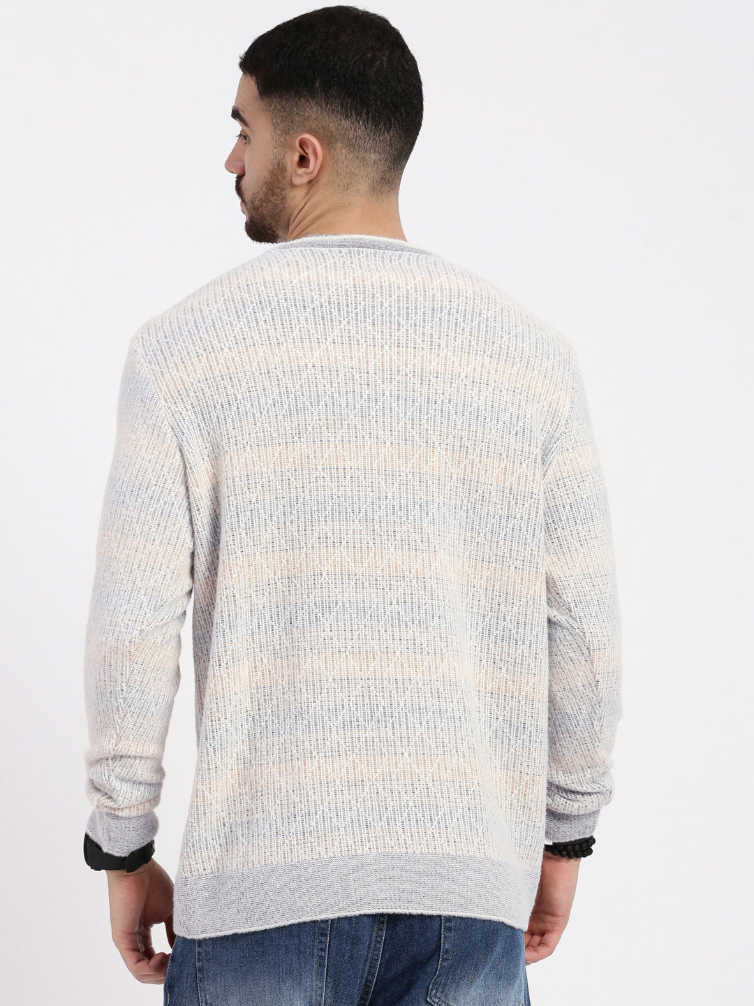 Men Grey Geometric Sweater