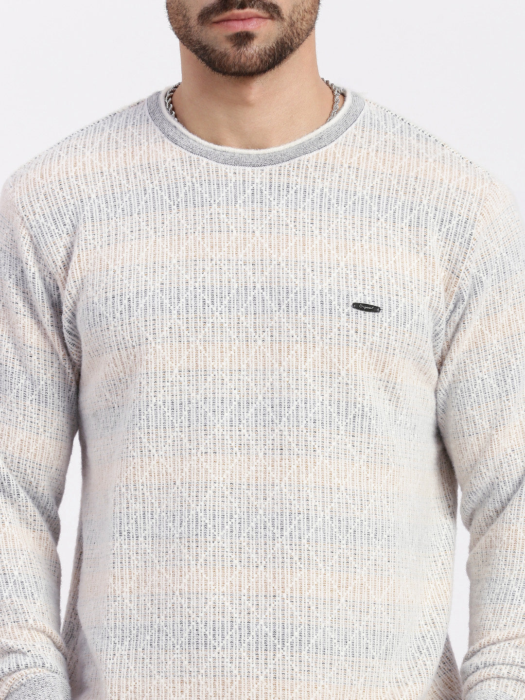 Men Grey Geometric Sweater