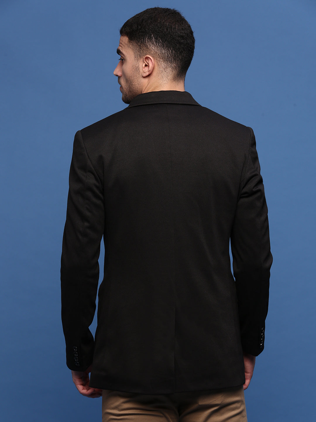 Men Black Slim Fit Single Breasted Blazer