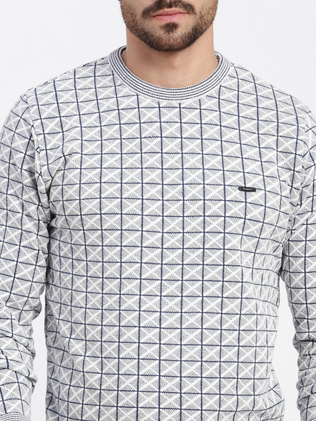 Men Grey Printed Sweater