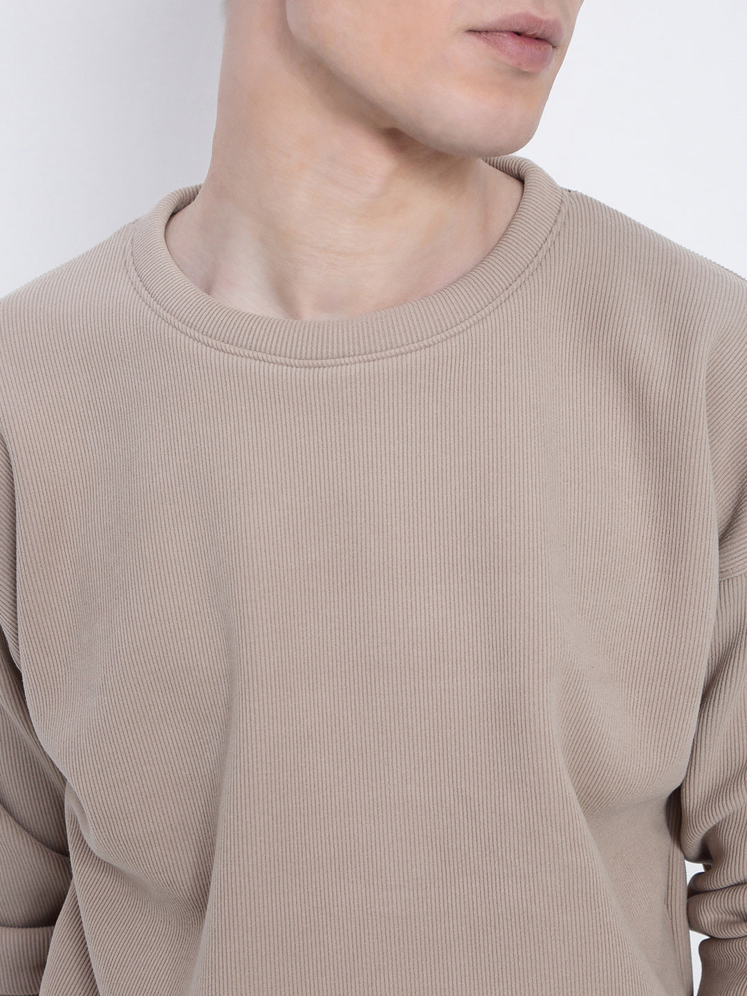 Men's Beige Round Neck Sweatshirt