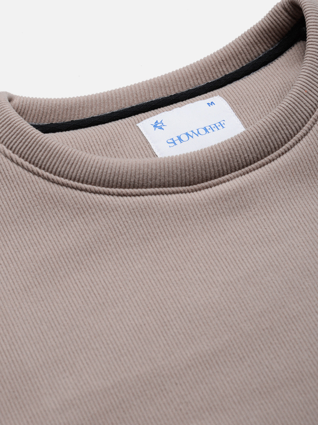Men's Beige Round Neck Sweatshirt