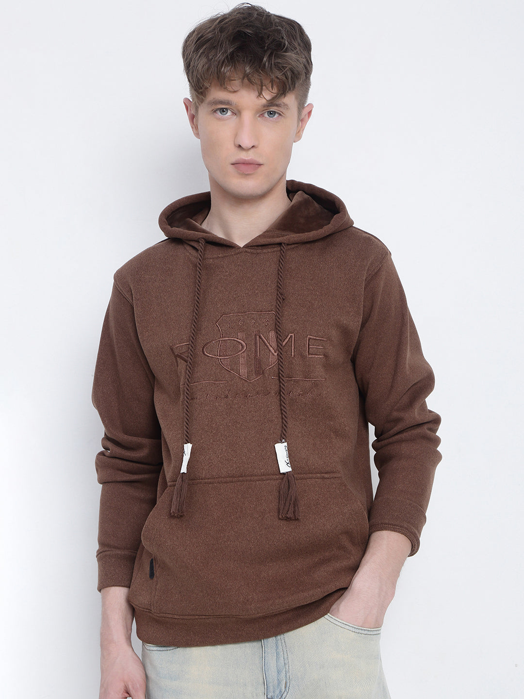 Men's Brown Hoodie with Pockets