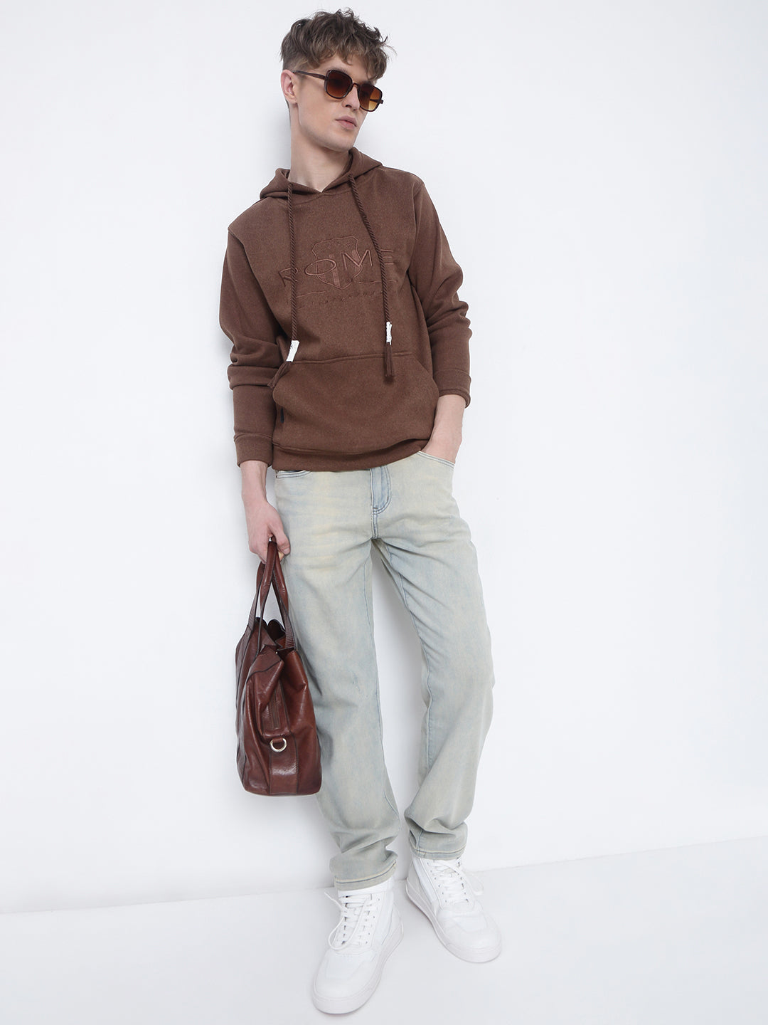 Men's Brown Hoodie with Pockets