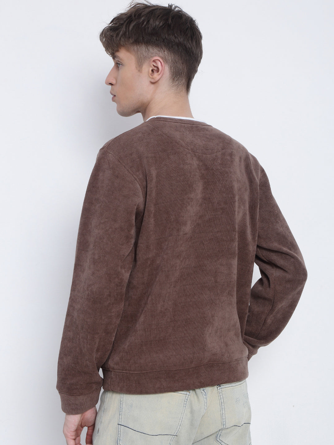 Men's Brown Round Neck Sweatshirt