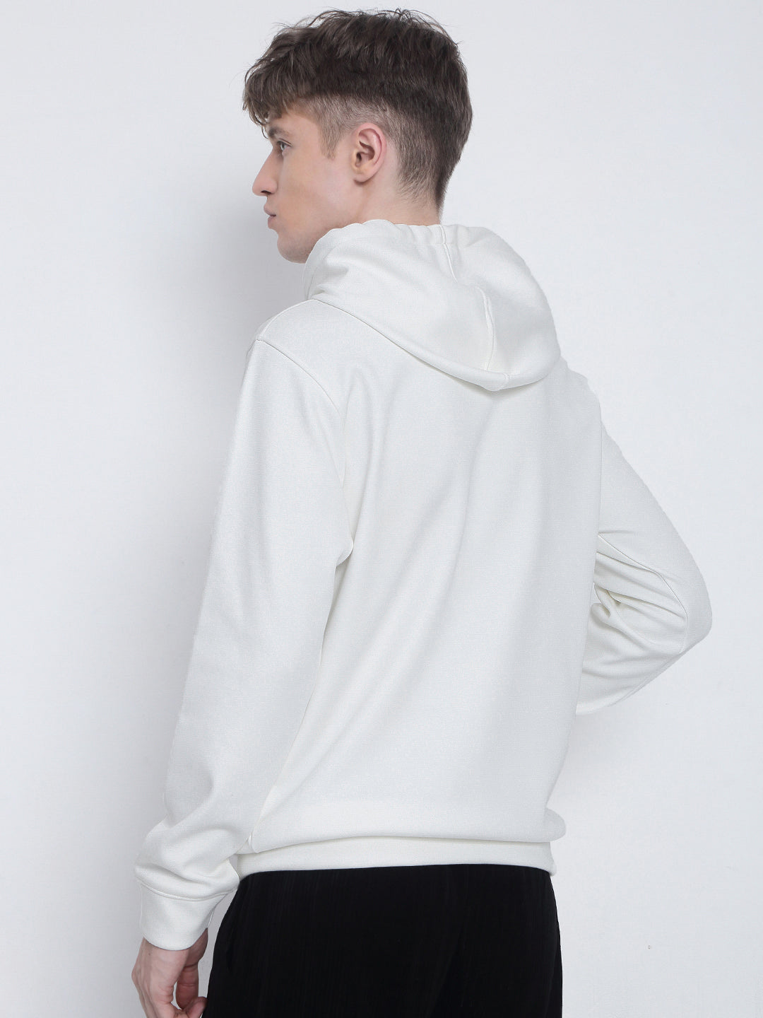 Men's Typography Printed White Hoodie