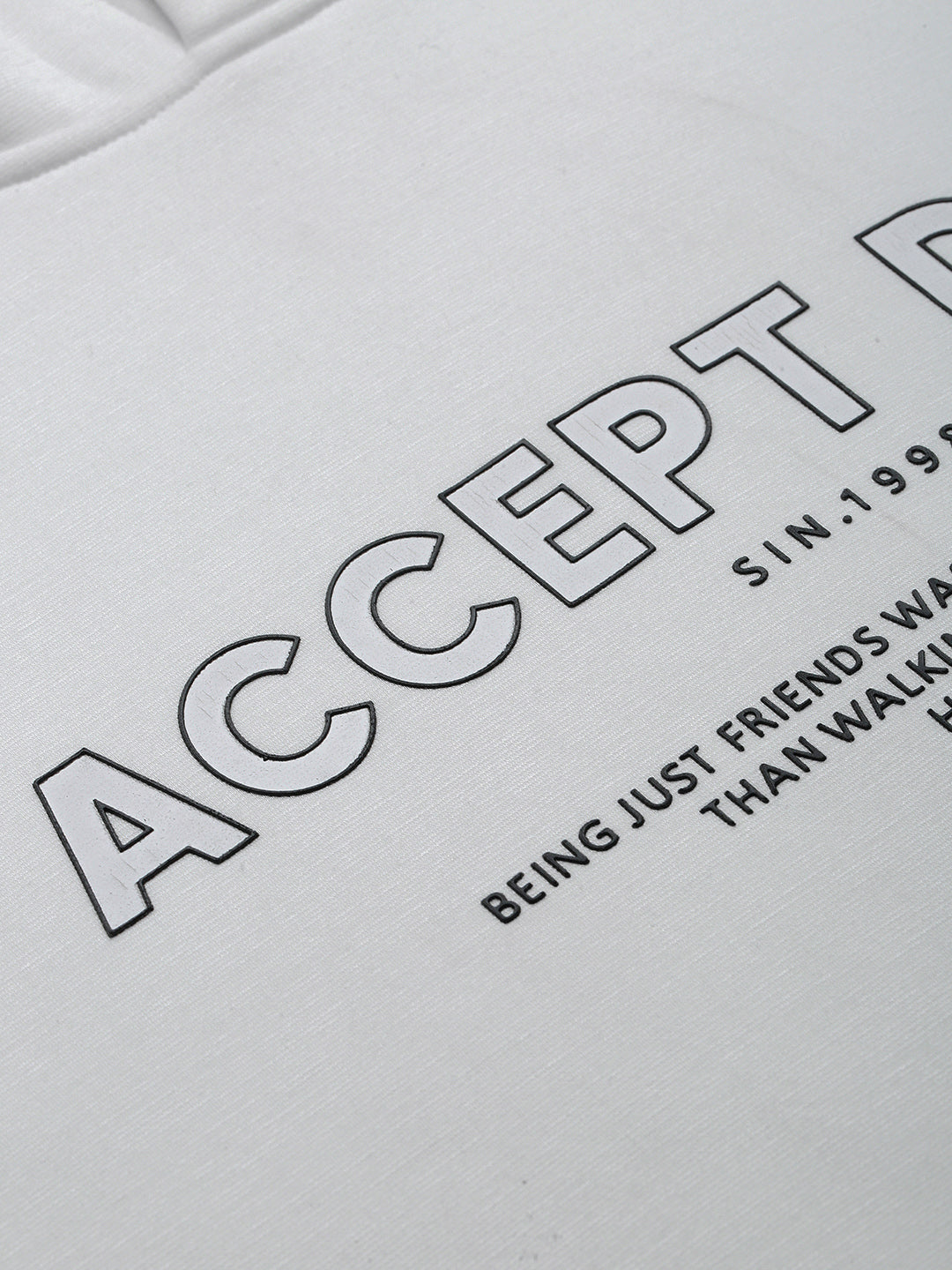 Men's Typography Printed White Hoodie