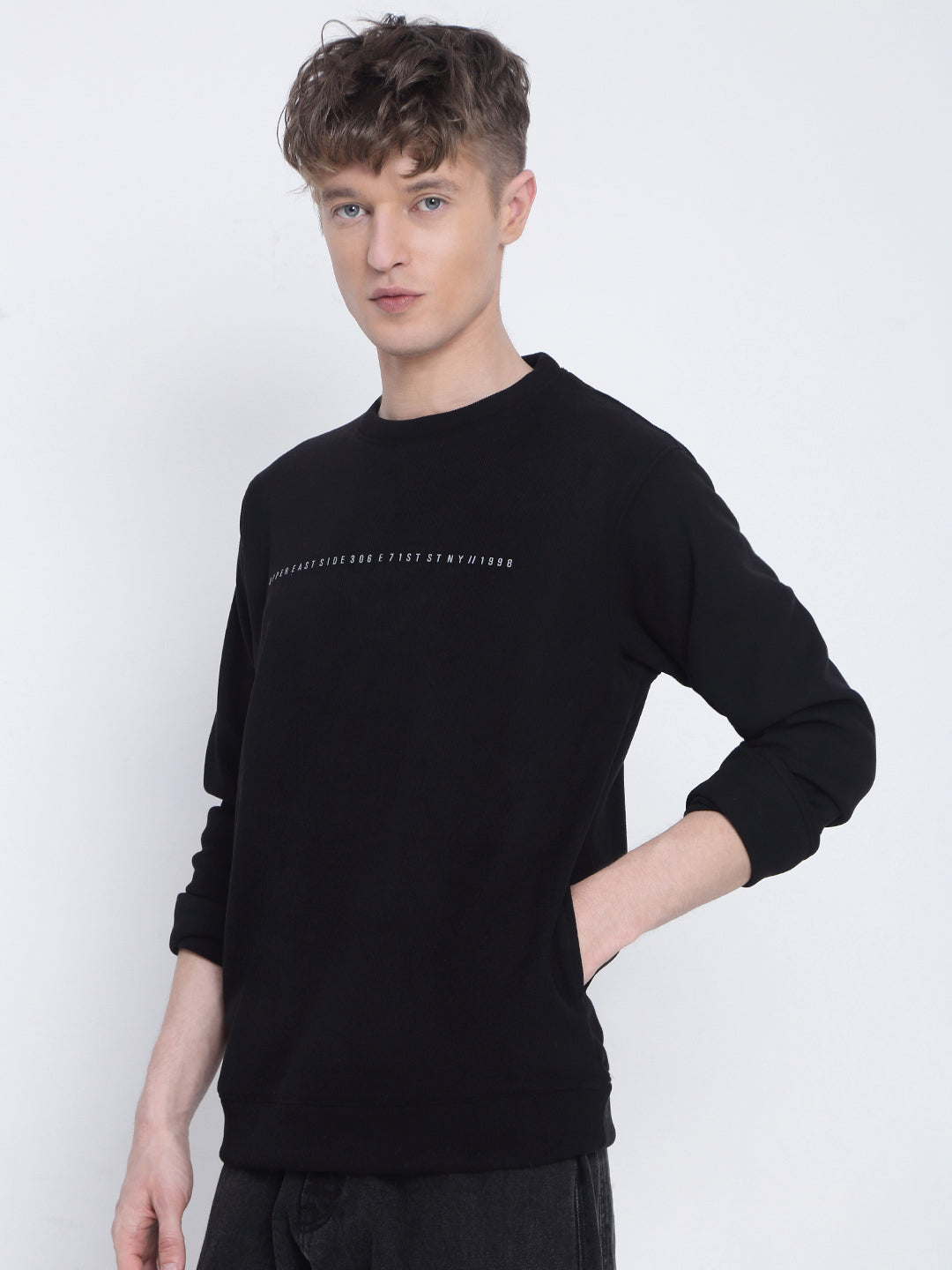 Men's Typography Printed Black Sweatshirt