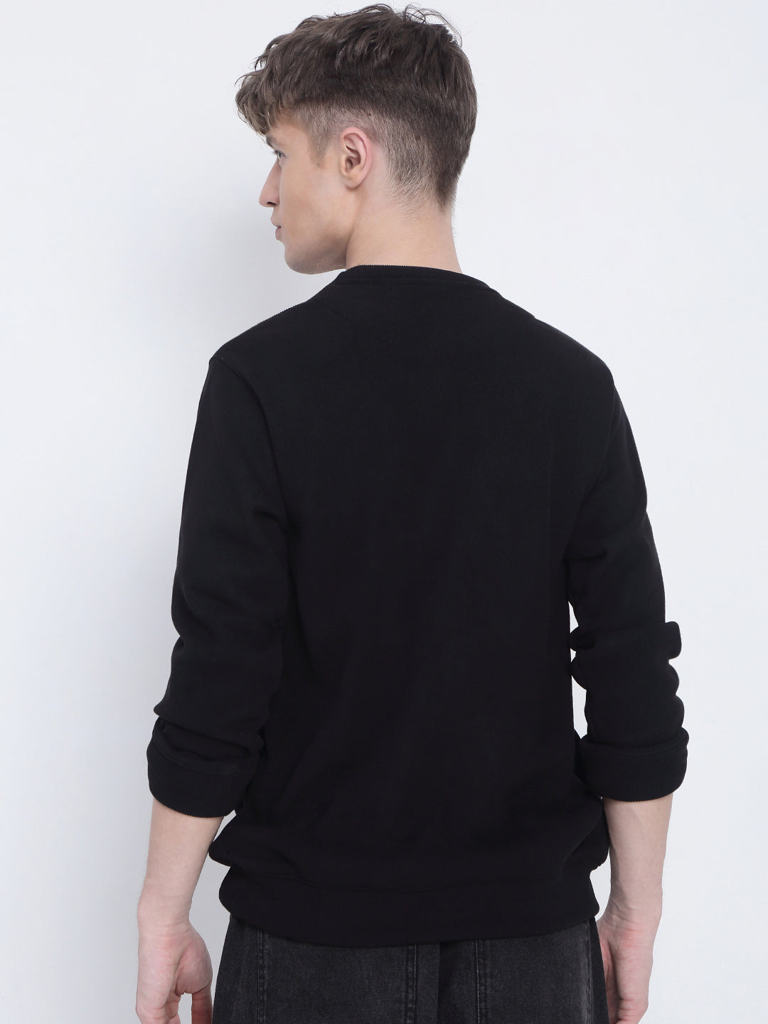 Men's Typography Printed Black Sweatshirt